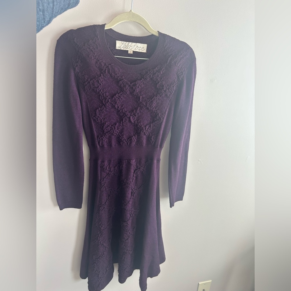 Lela Rose Eggplant Sweater dress